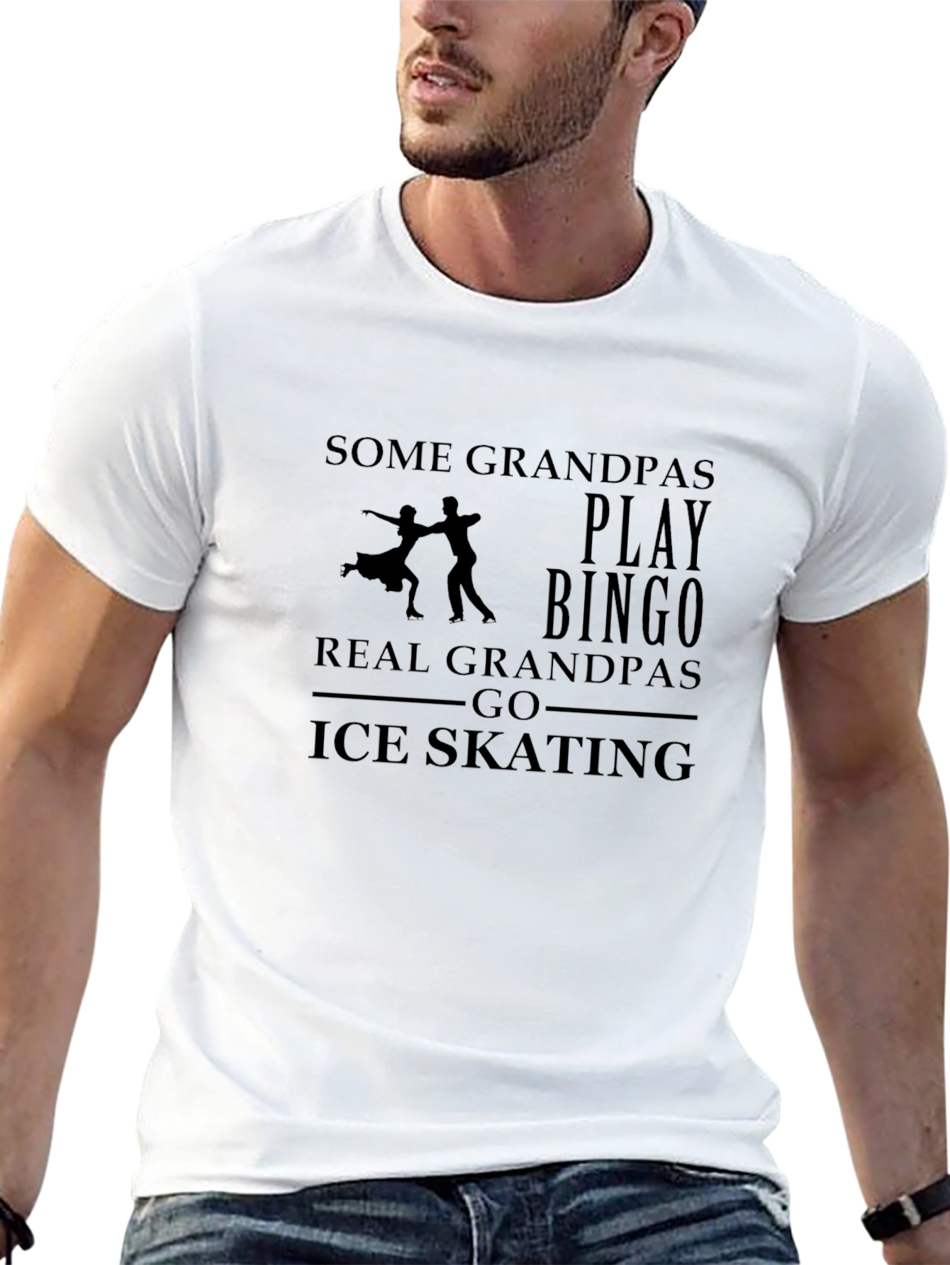 Grandpa Ice Skating T-Shirt - Novelty Gift Tee
