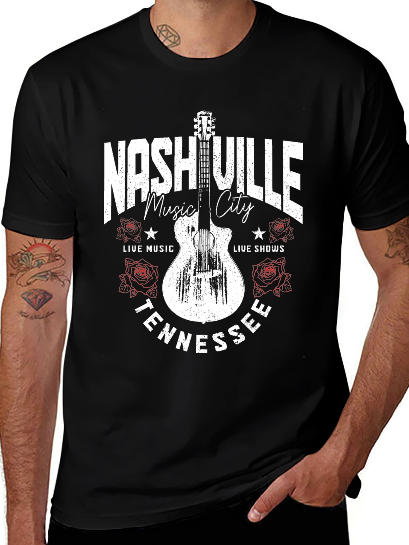 Nashville Tennessee Guitar Graphic T-Shirt