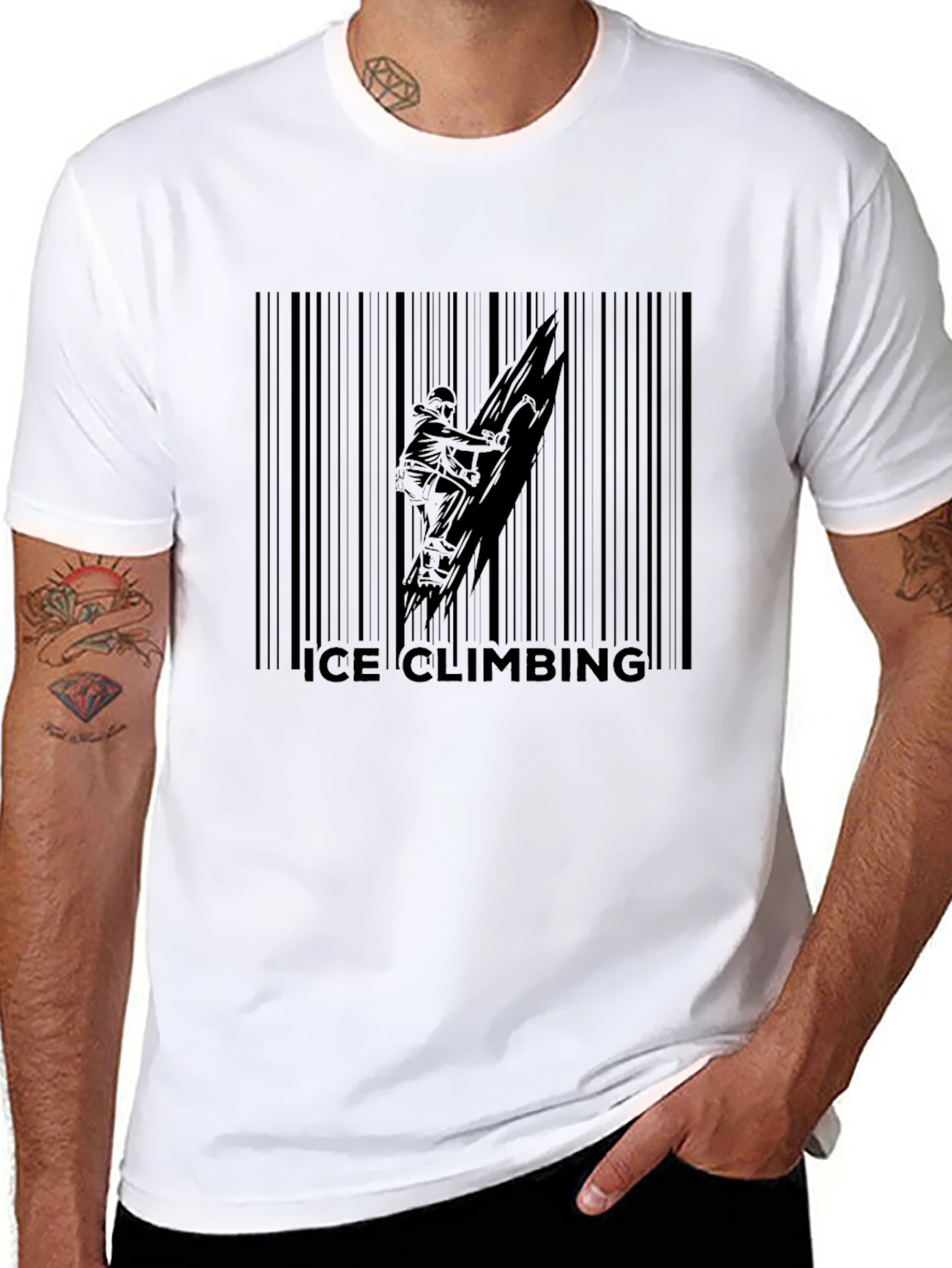 Ice Climbing Barcode T-Shirt - Adventure Tee