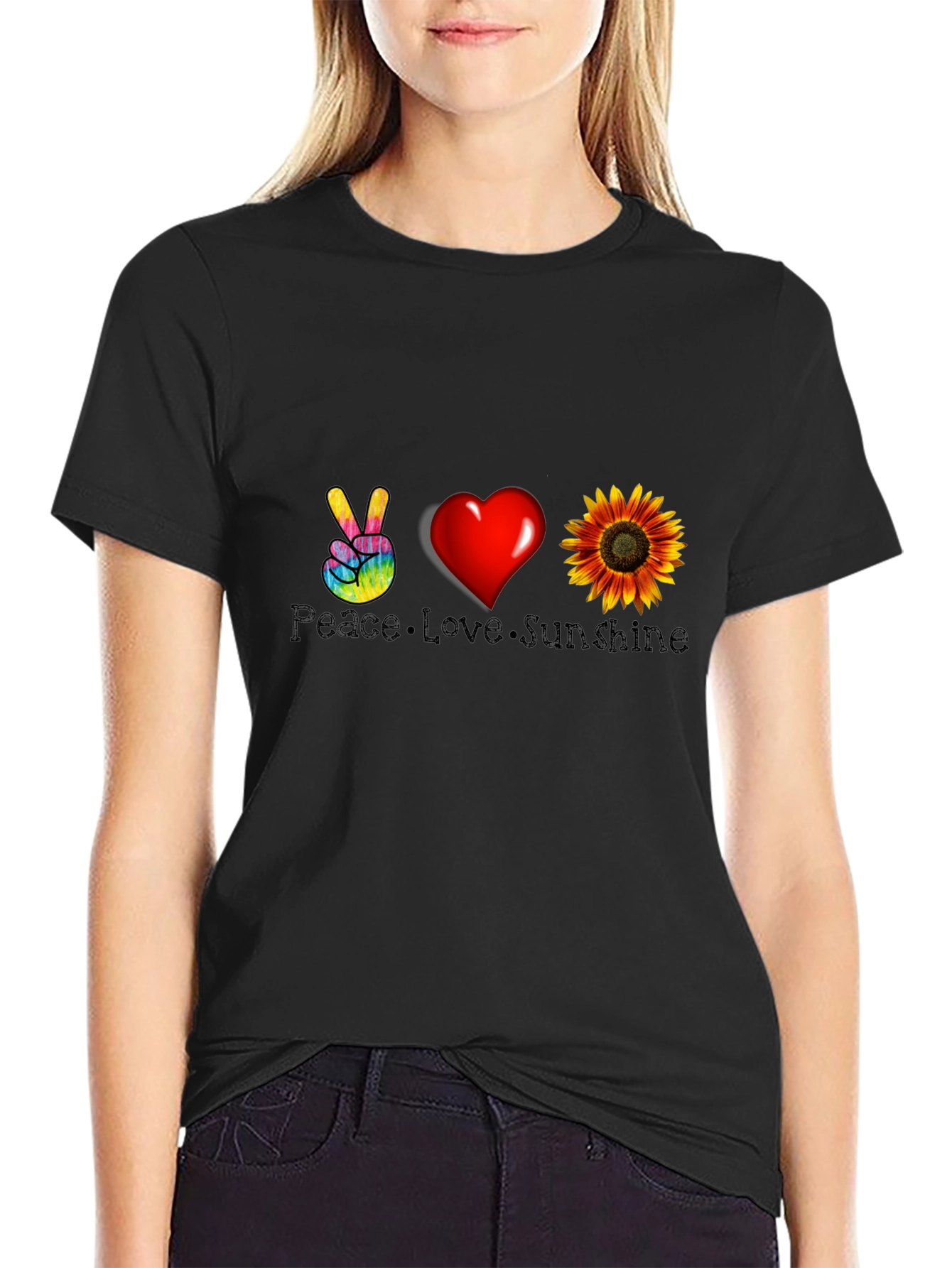 Peace Love Sunshine Graphic Tee - Black