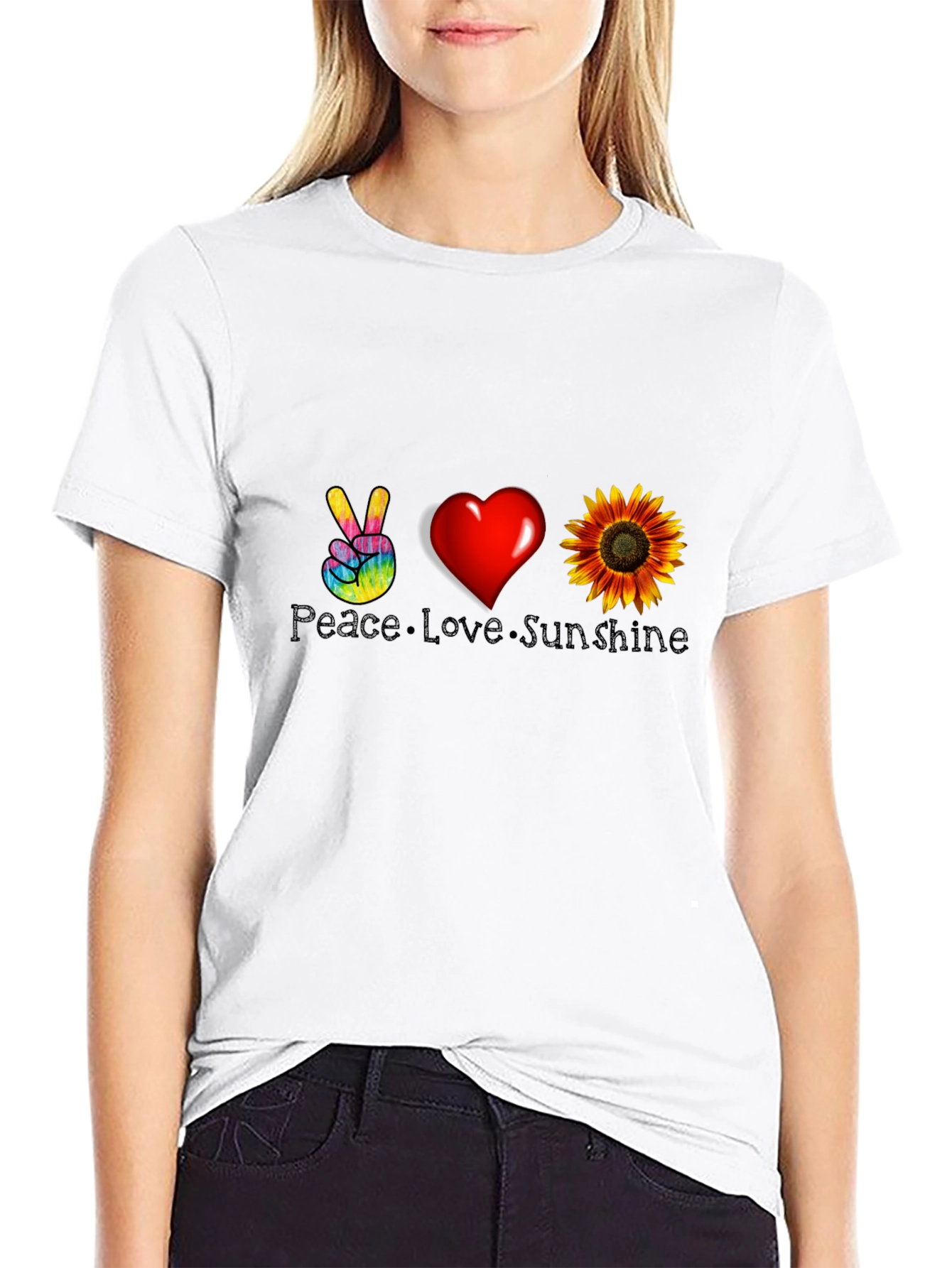 Peace Love Sunshine Graphic Tee - Black