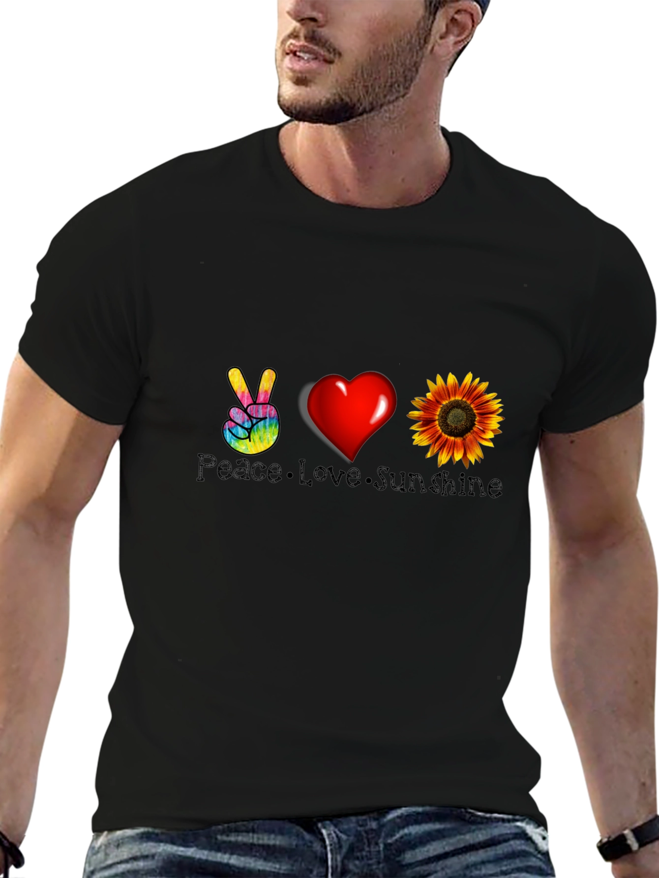 Peace Love Sunshine Graphic Tee - Black