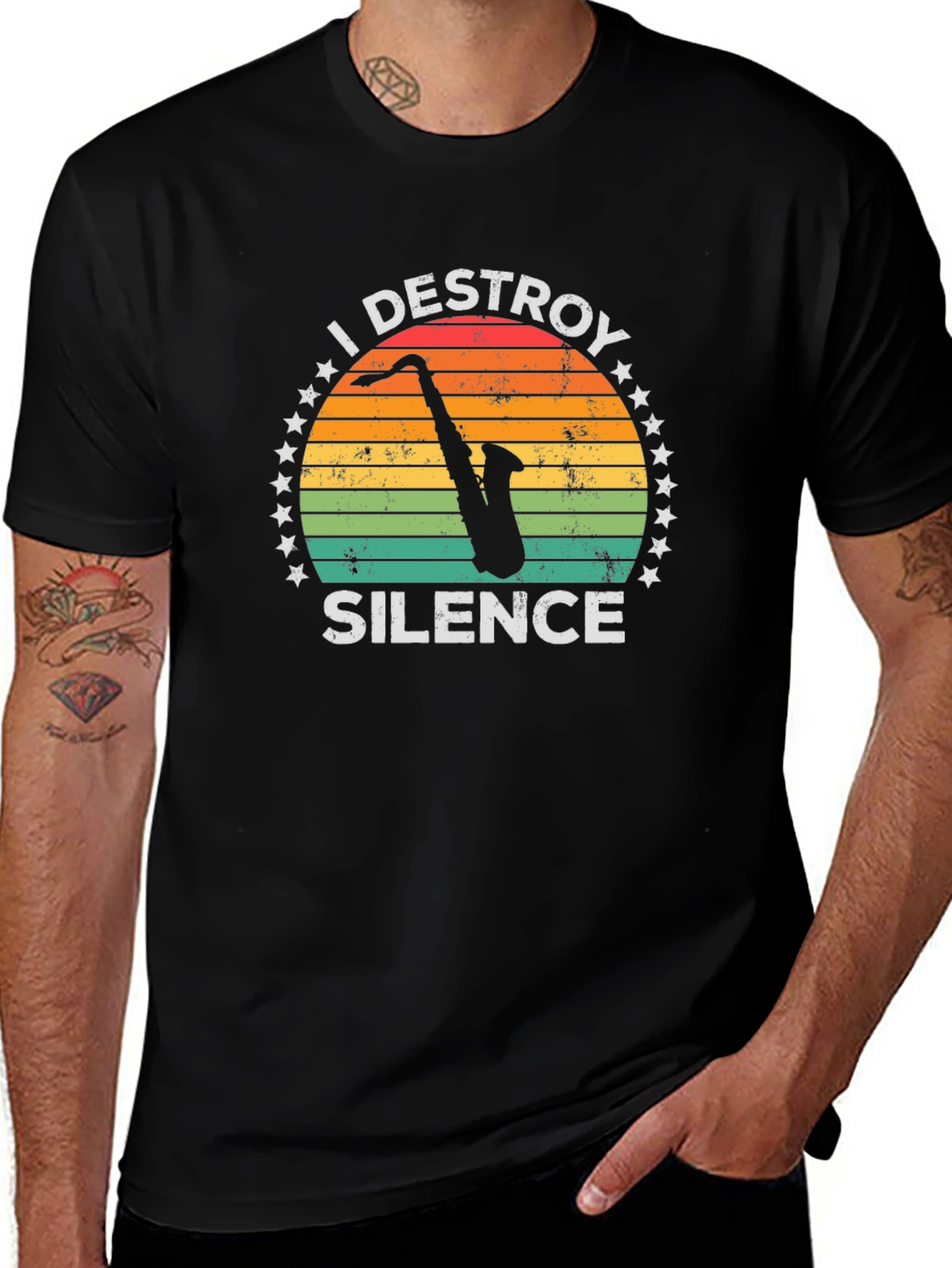 I Destroy Silence Saxophone T-Shirt