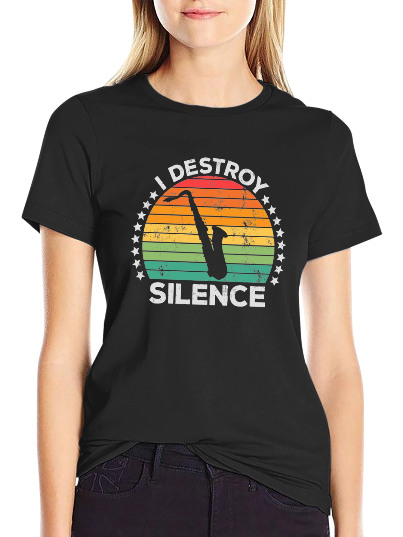 I Destroy Silence Saxophone T-Shirt