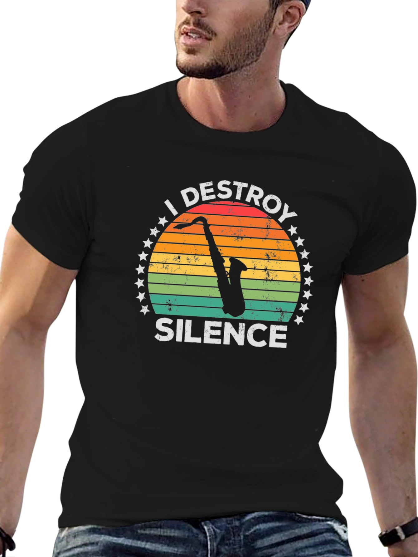 I Destroy Silence Saxophone T-Shirt