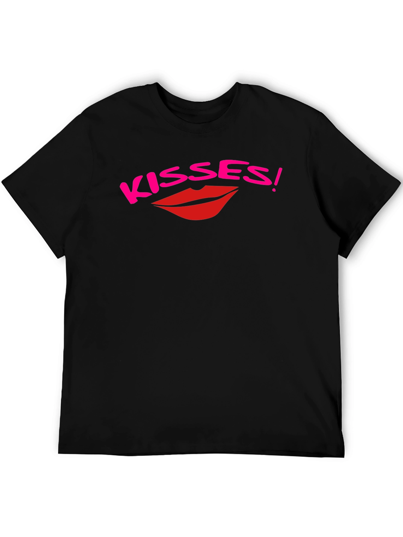 Kisses Graphic Print Black T-Shirt
