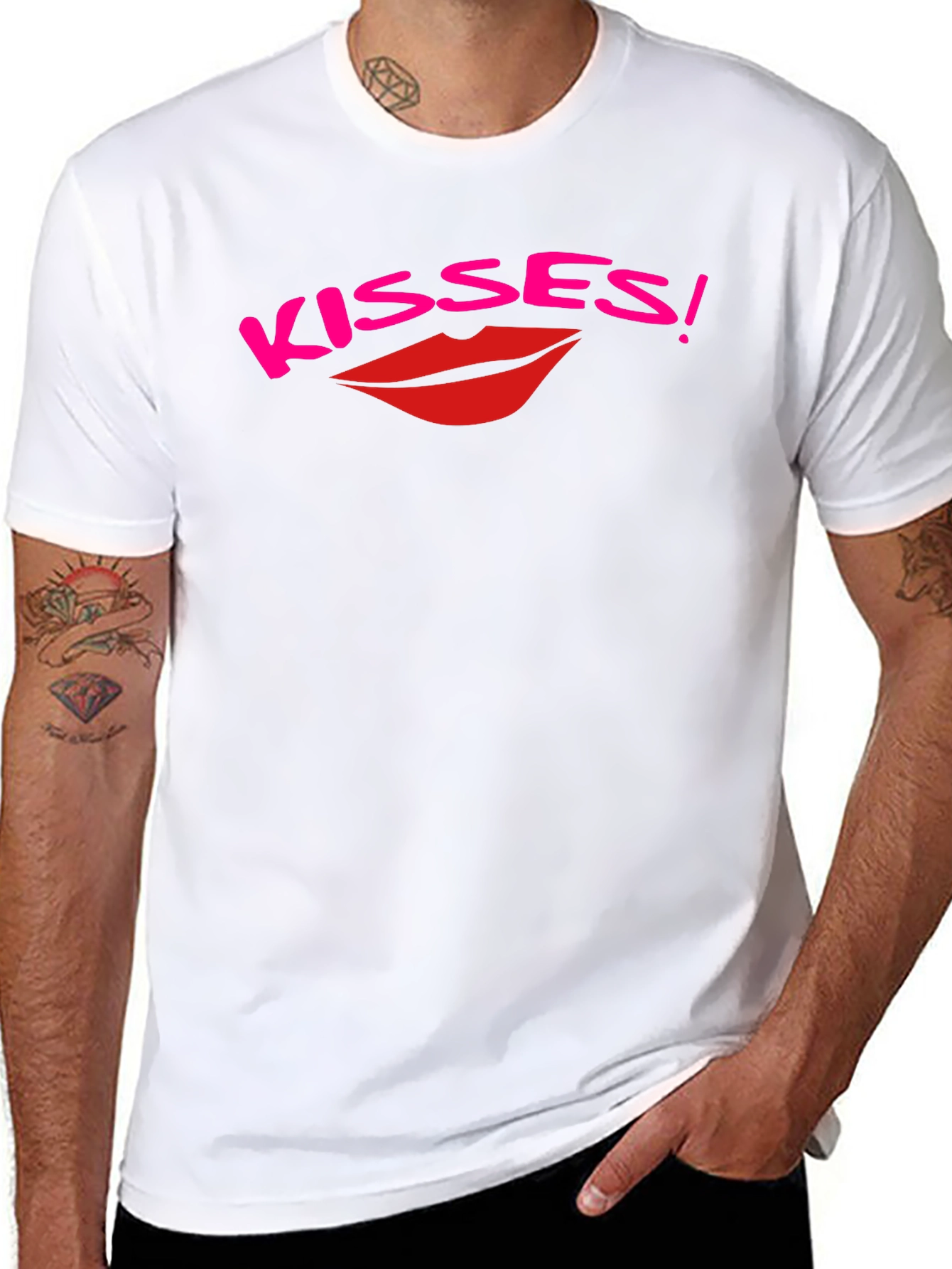 Kisses Graphic Print Black T-Shirt