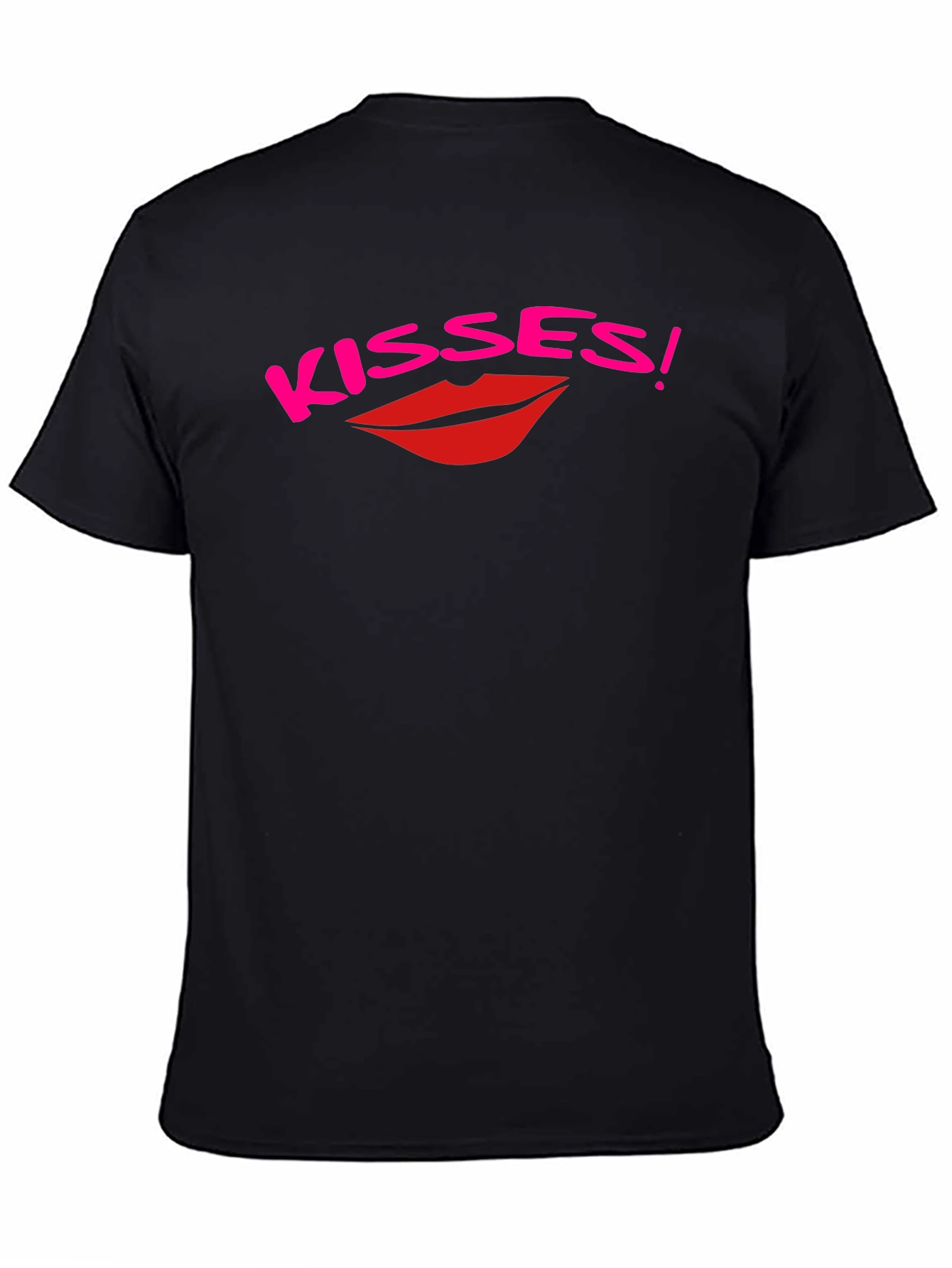 Kisses Graphic Print Black T-Shirt
