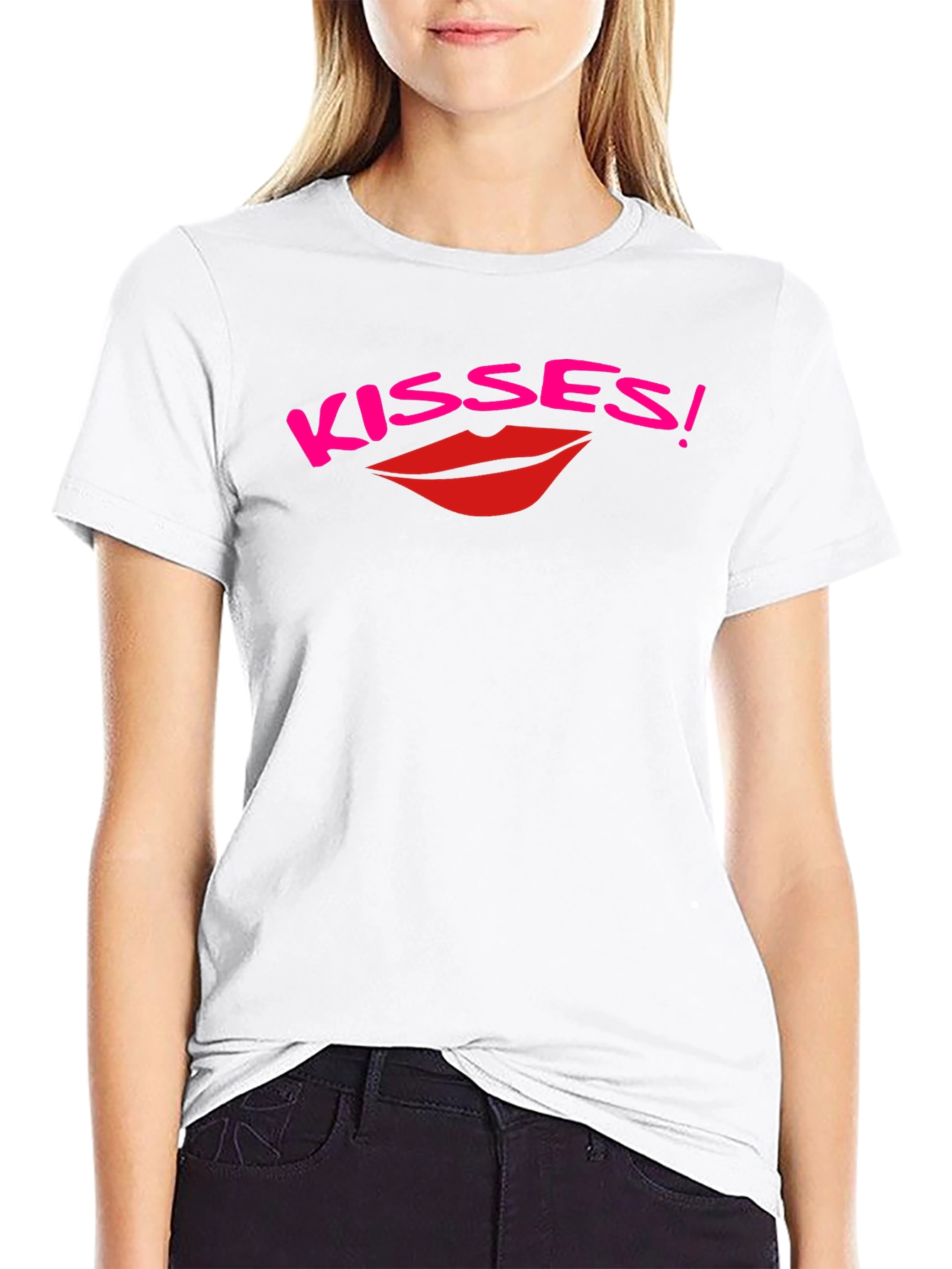 Kisses Graphic Print Black T-Shirt