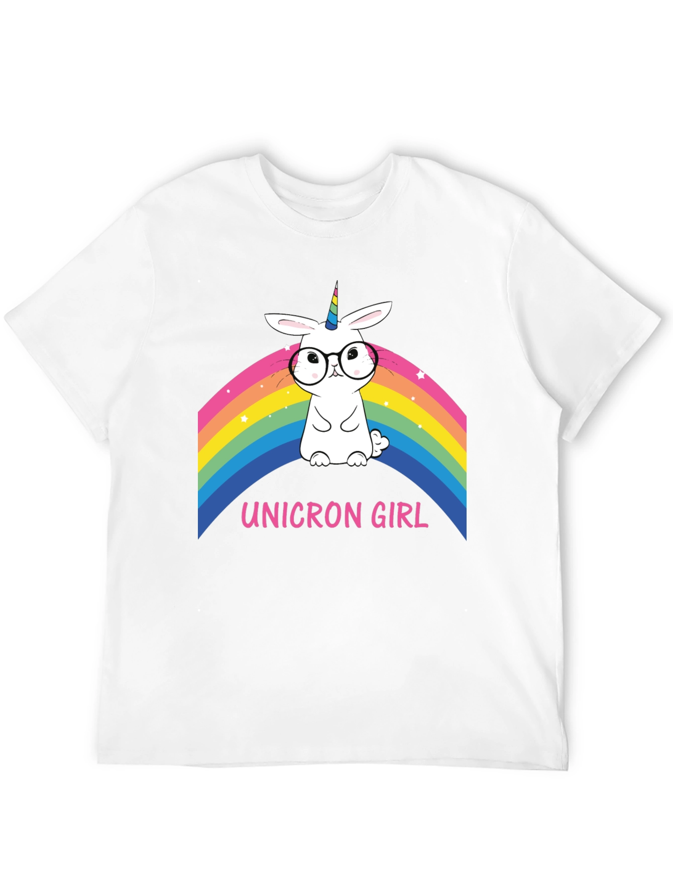 Unicron Girl Bunny Rainbow Graphic Tee