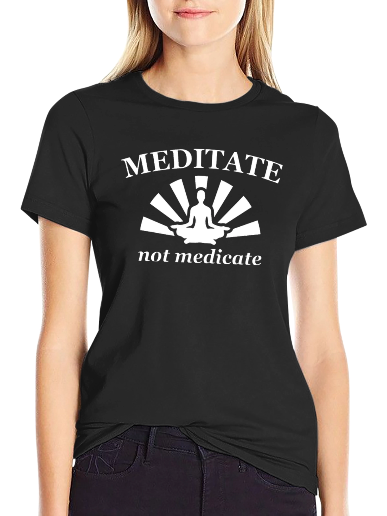 Meditate Not Medicate Graphic Tee - Black Cotton T-Shirt
