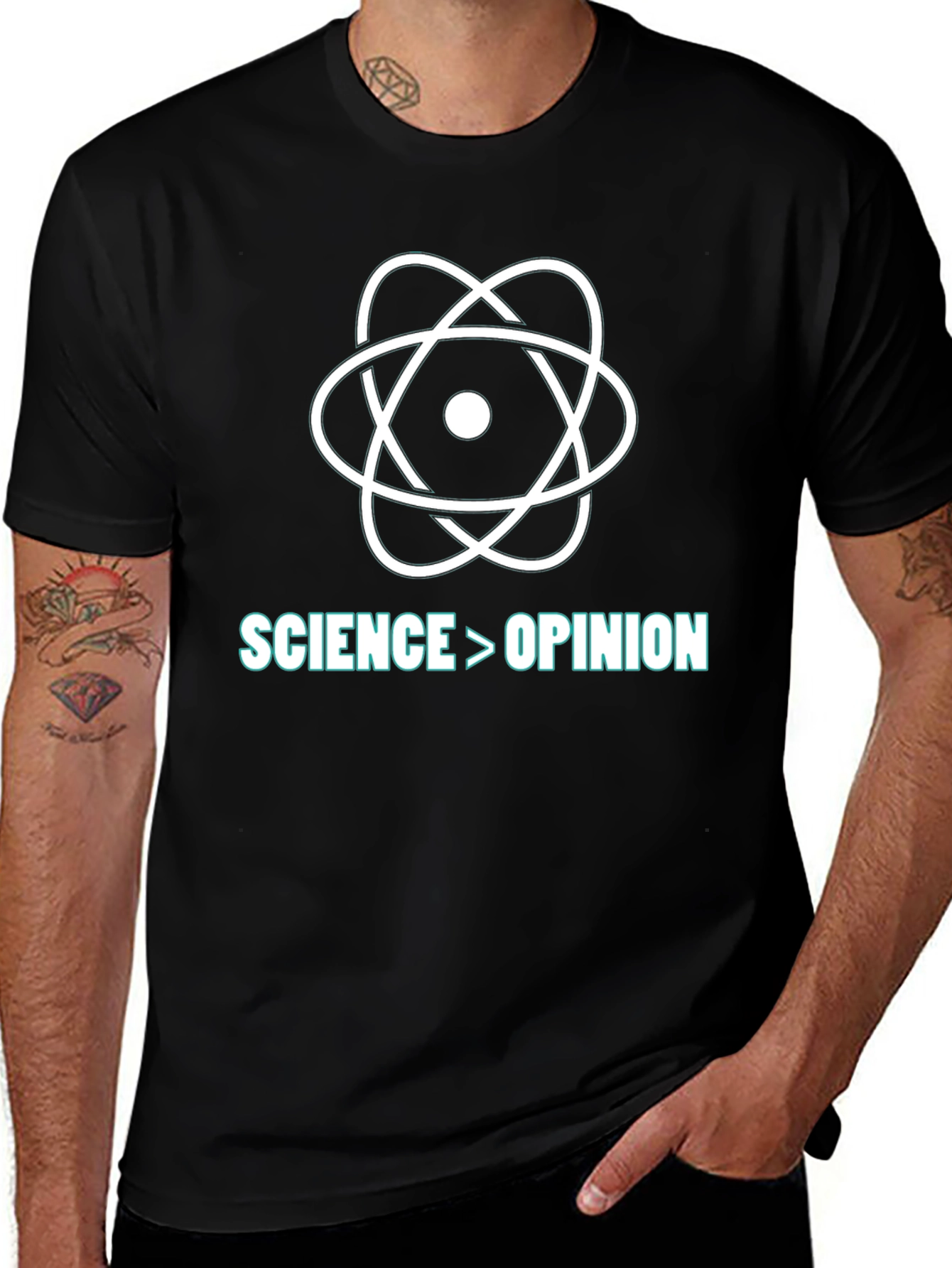 Science Over Opinion T-Shirt - Black Cotton Blend