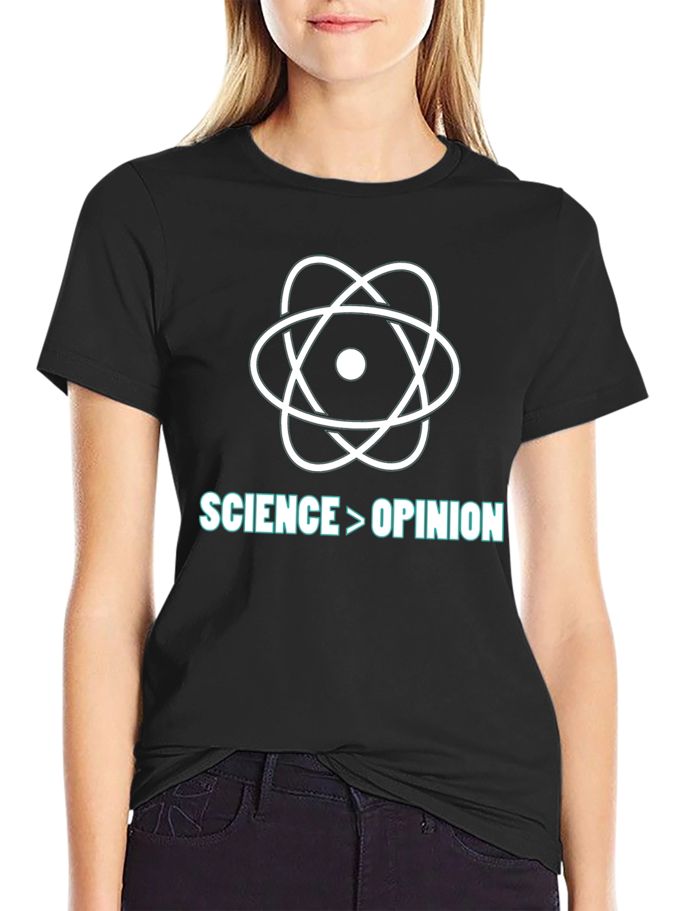 Science Over Opinion T-Shirt - Black Cotton Blend