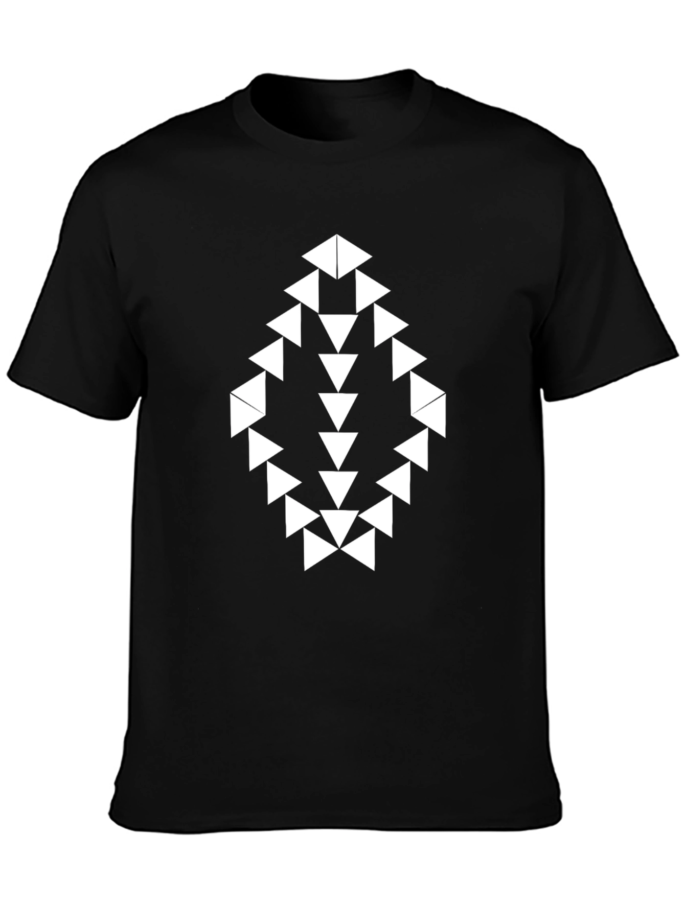 Geometric Triangle Pattern Black T-Shirt