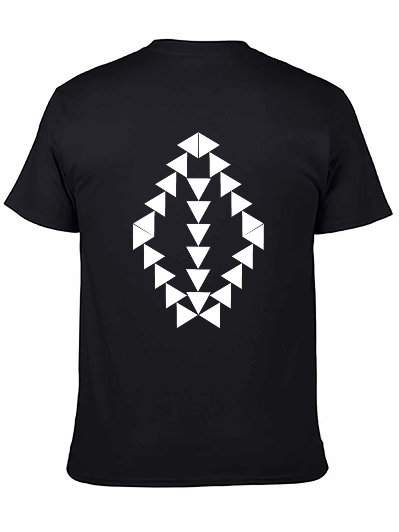 Geometric Triangle Pattern Black T-Shirt