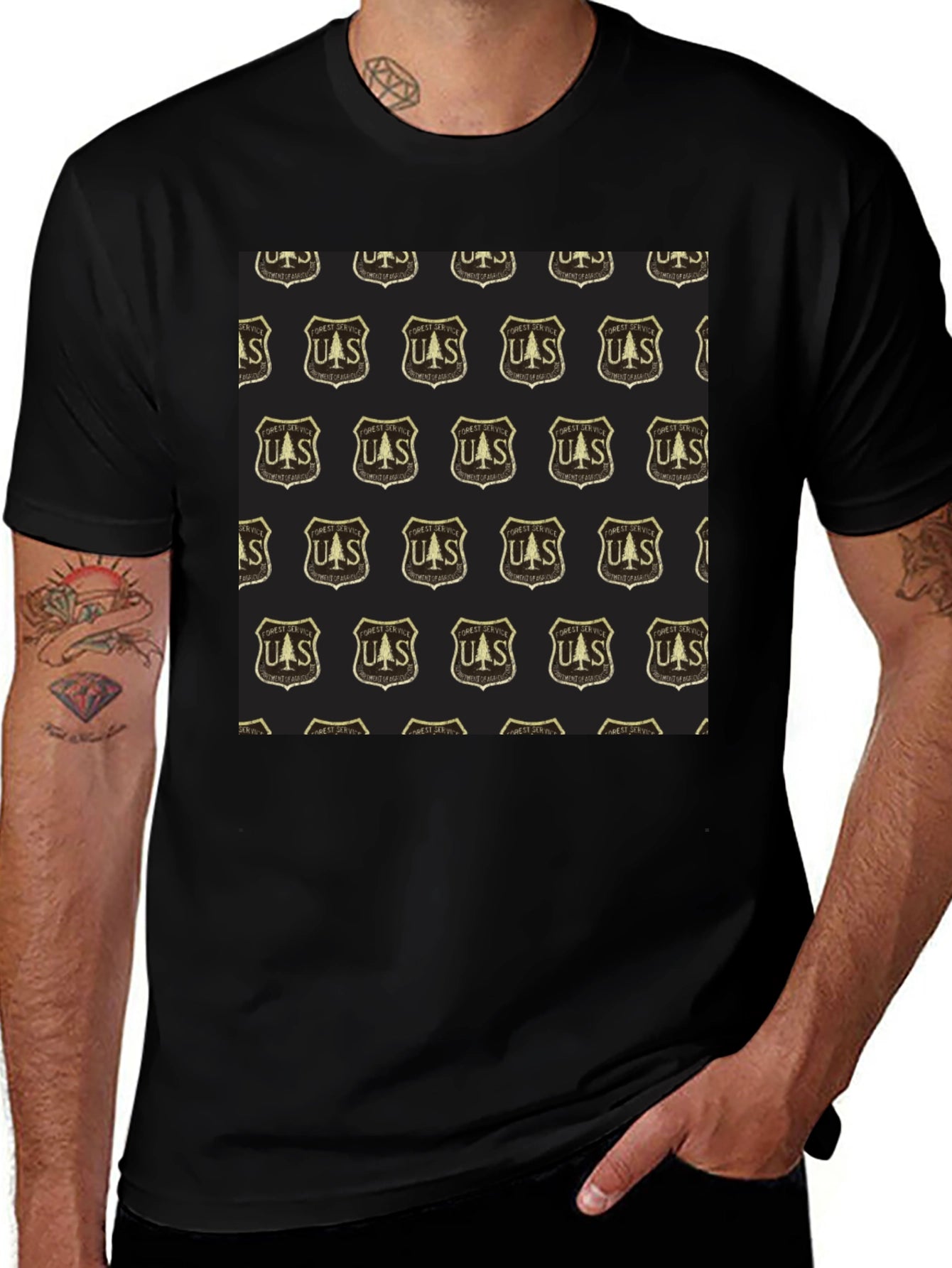 UAS Pattern Black Tee