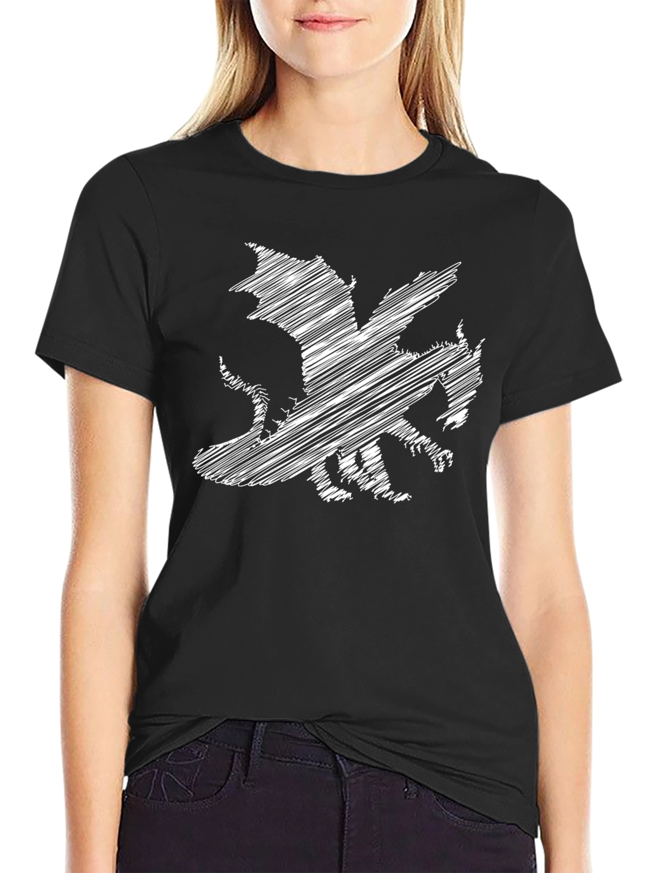 Dragon Sketch Graphic Black T-Shirt