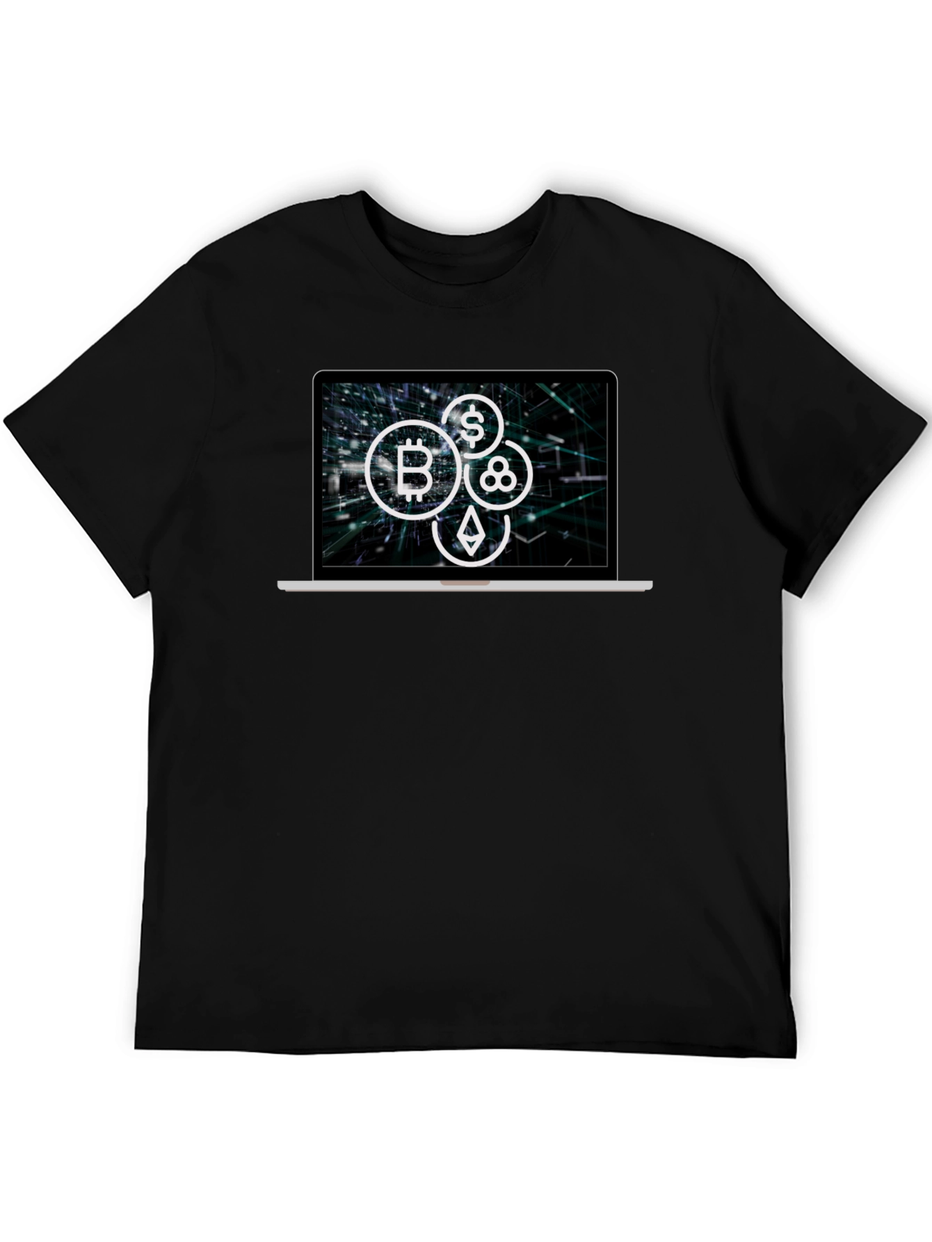 Crypto Laptop T-Shirt - Bitcoin Ethereum & More!