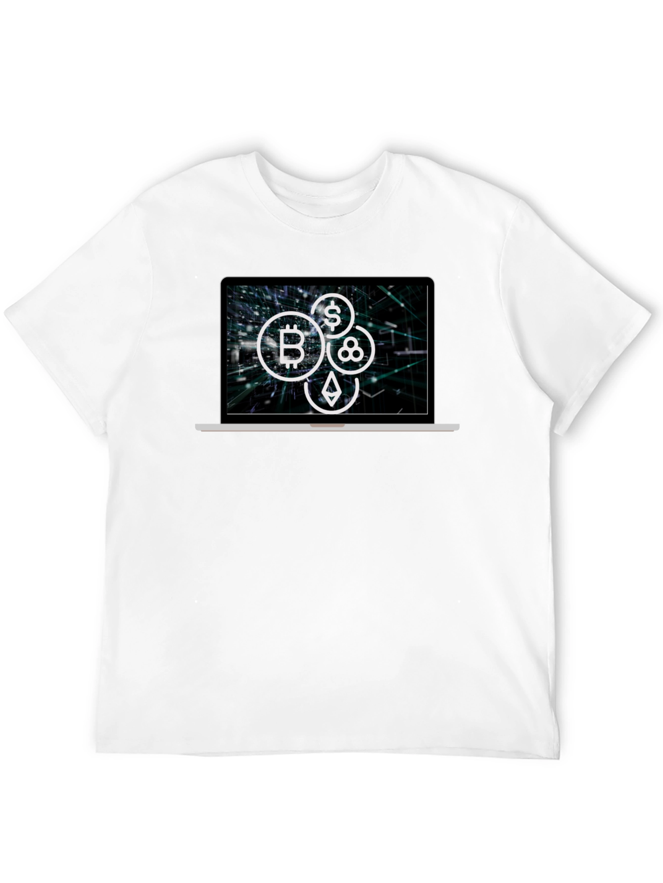 Crypto Laptop T-Shirt - Bitcoin Ethereum & More!