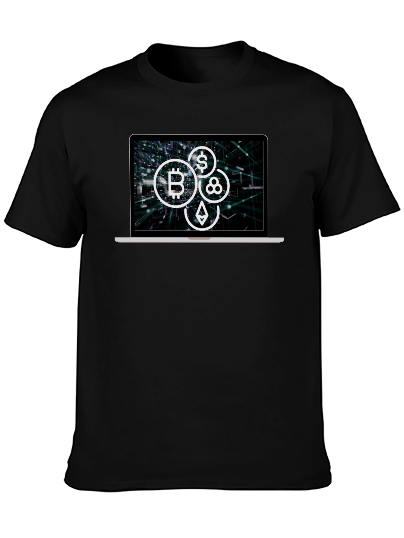 Crypto Laptop T-Shirt - Bitcoin Ethereum & More!