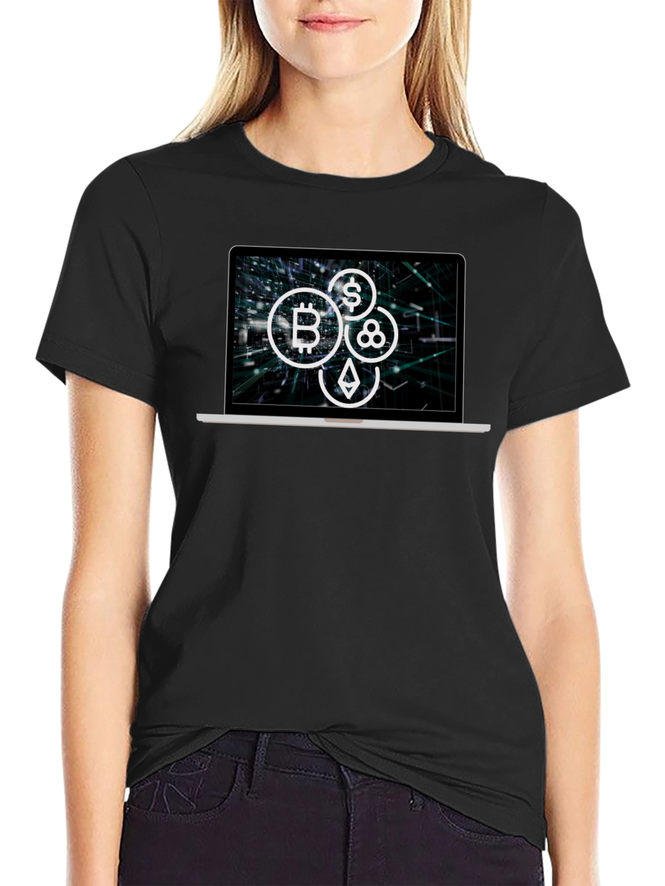 Crypto Laptop T-Shirt - Bitcoin Ethereum & More!