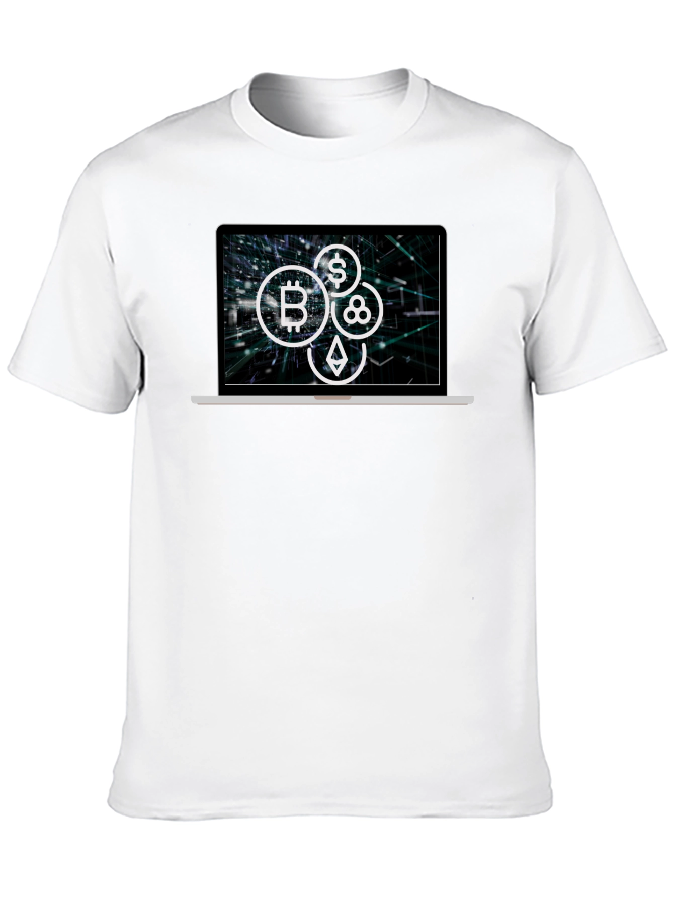 Crypto Laptop T-Shirt - Bitcoin Ethereum & More!