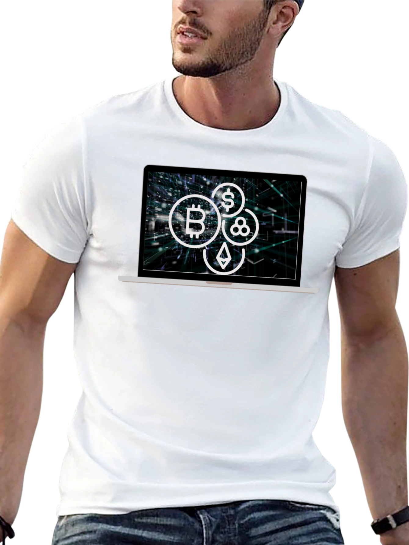 Crypto Laptop T-Shirt - Bitcoin Ethereum & More!