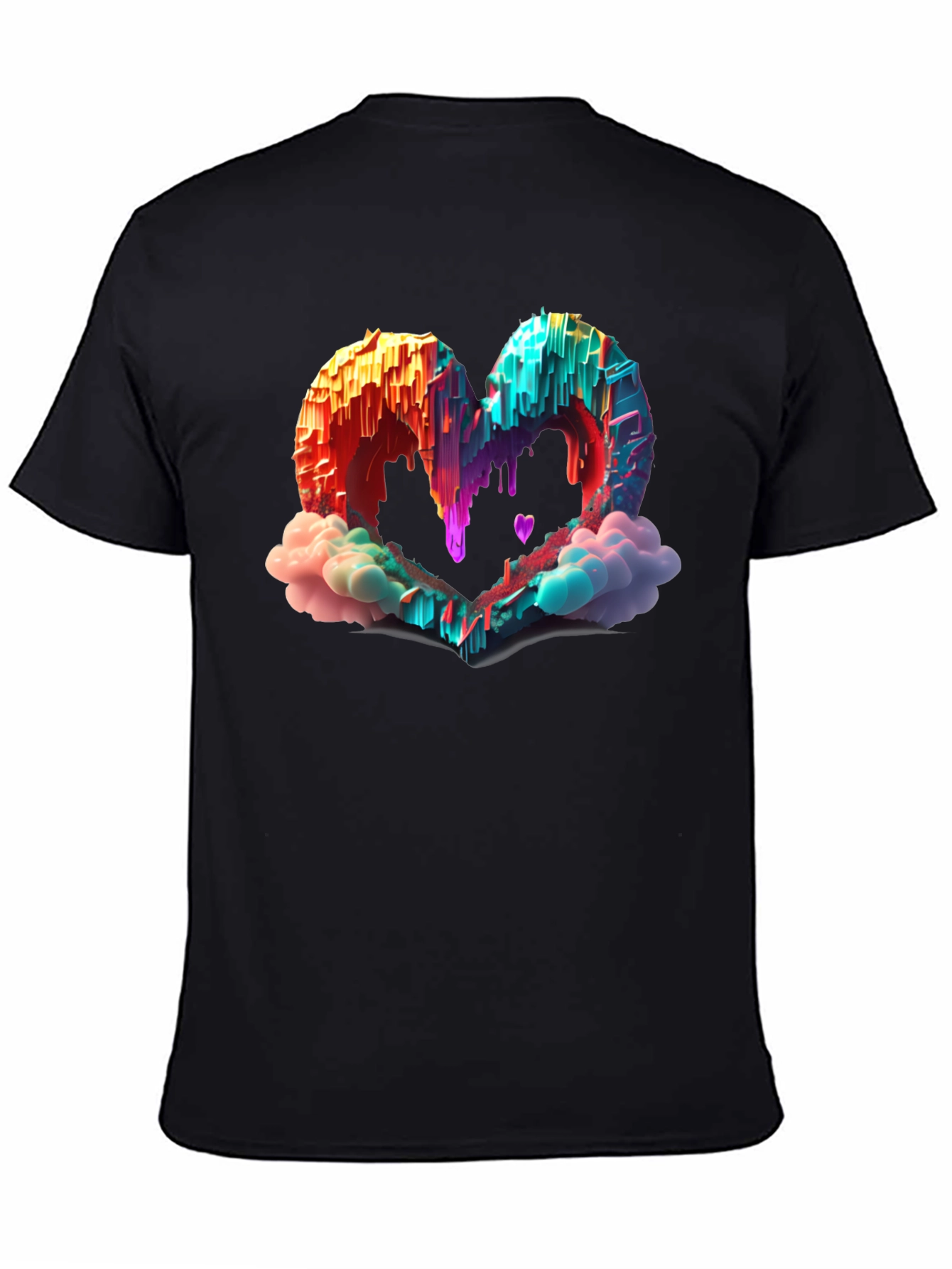 Heart Cloud Drip Graphic Tee - Trendy Style