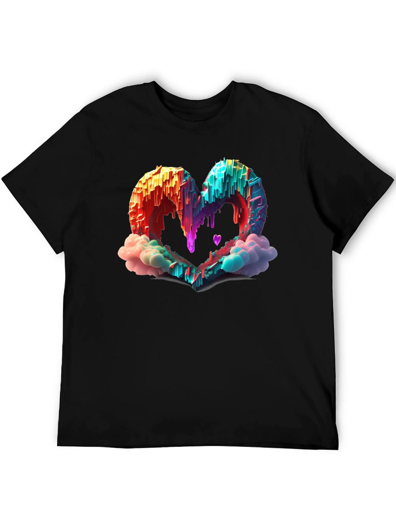 Heart Cloud Drip Graphic Tee - Trendy Style
