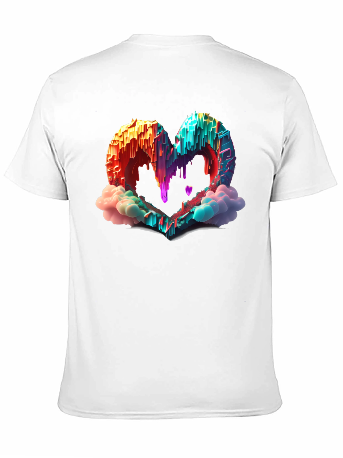 Heart Cloud Drip Graphic Tee - Trendy Style