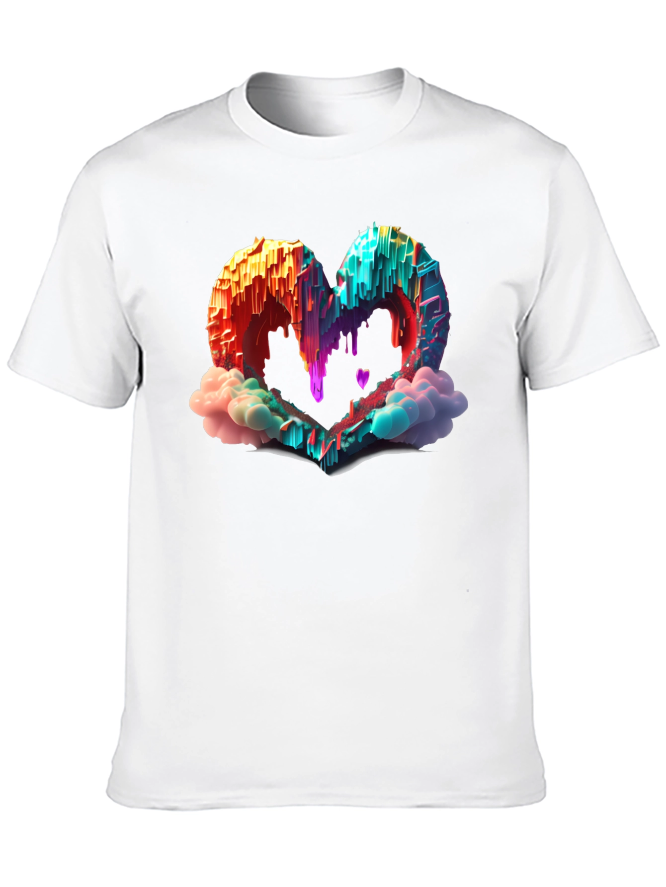 Heart Cloud Drip Graphic Tee - Trendy Style