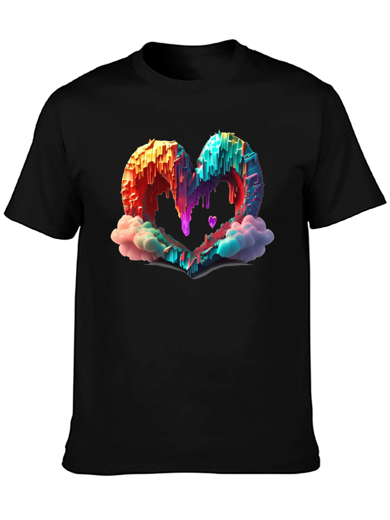 Heart Cloud Drip Graphic Tee - Trendy Style