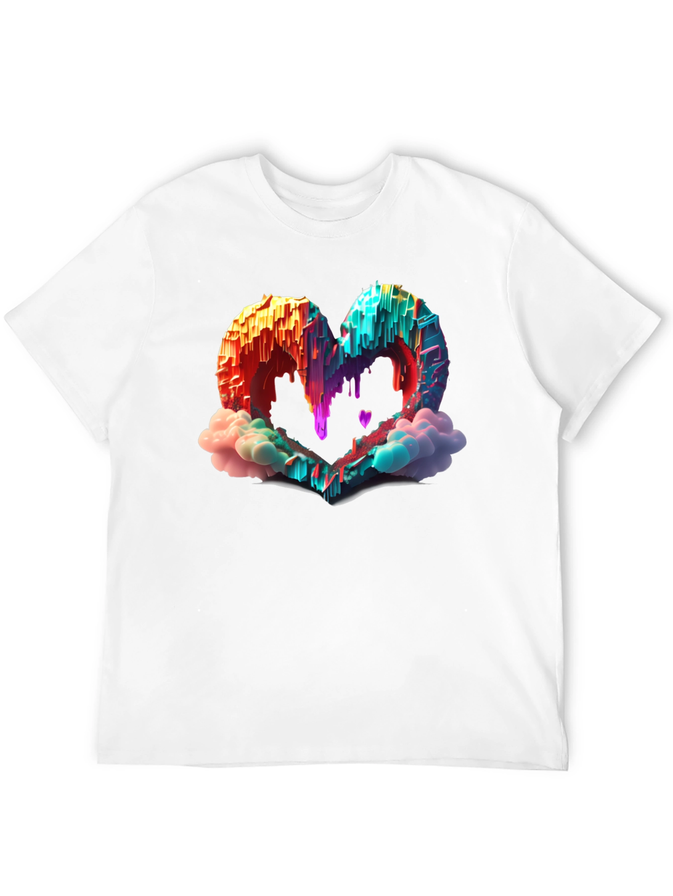 Heart Cloud Drip Graphic Tee - Trendy Style