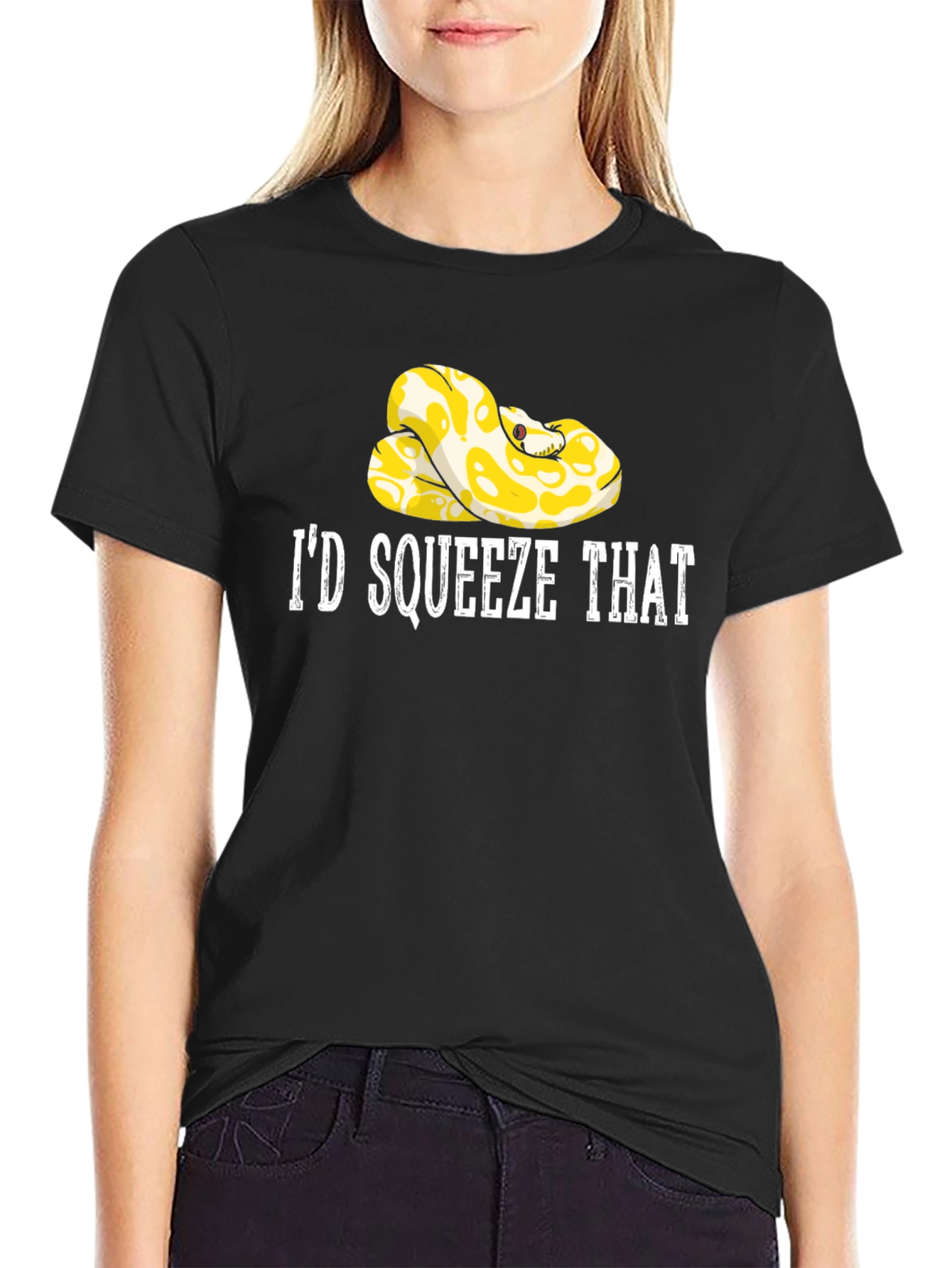 Id Squeeze That Snake Graphic Tee - Novelty T-Shirt