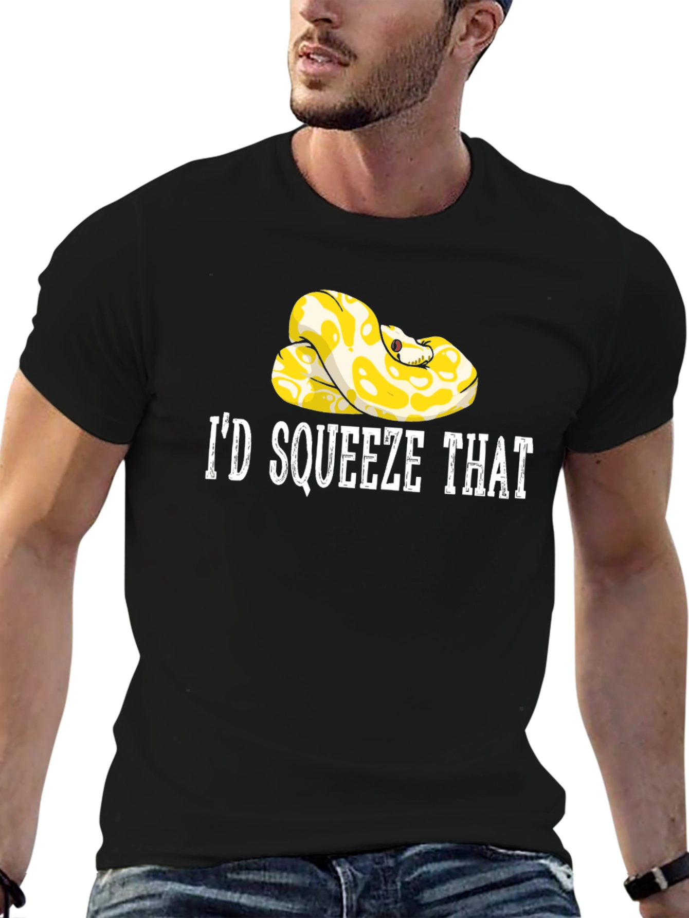 Id Squeeze That Snake Graphic Tee - Novelty T-Shirt