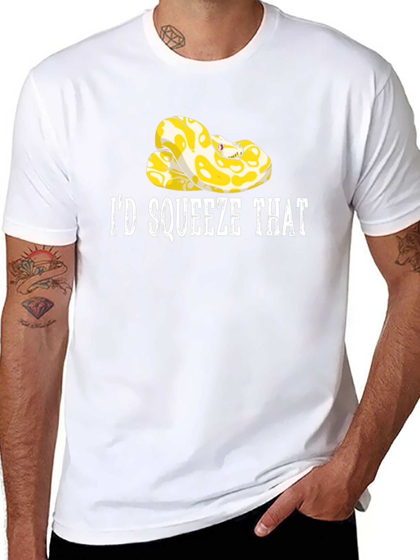 Id Squeeze That Snake Graphic Tee - Novelty T-Shirt