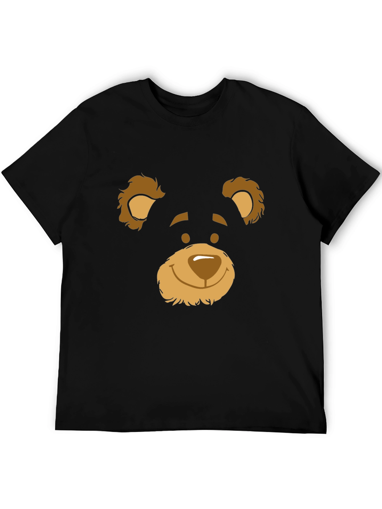 Black T-Shirt with Bear Face Graphic
