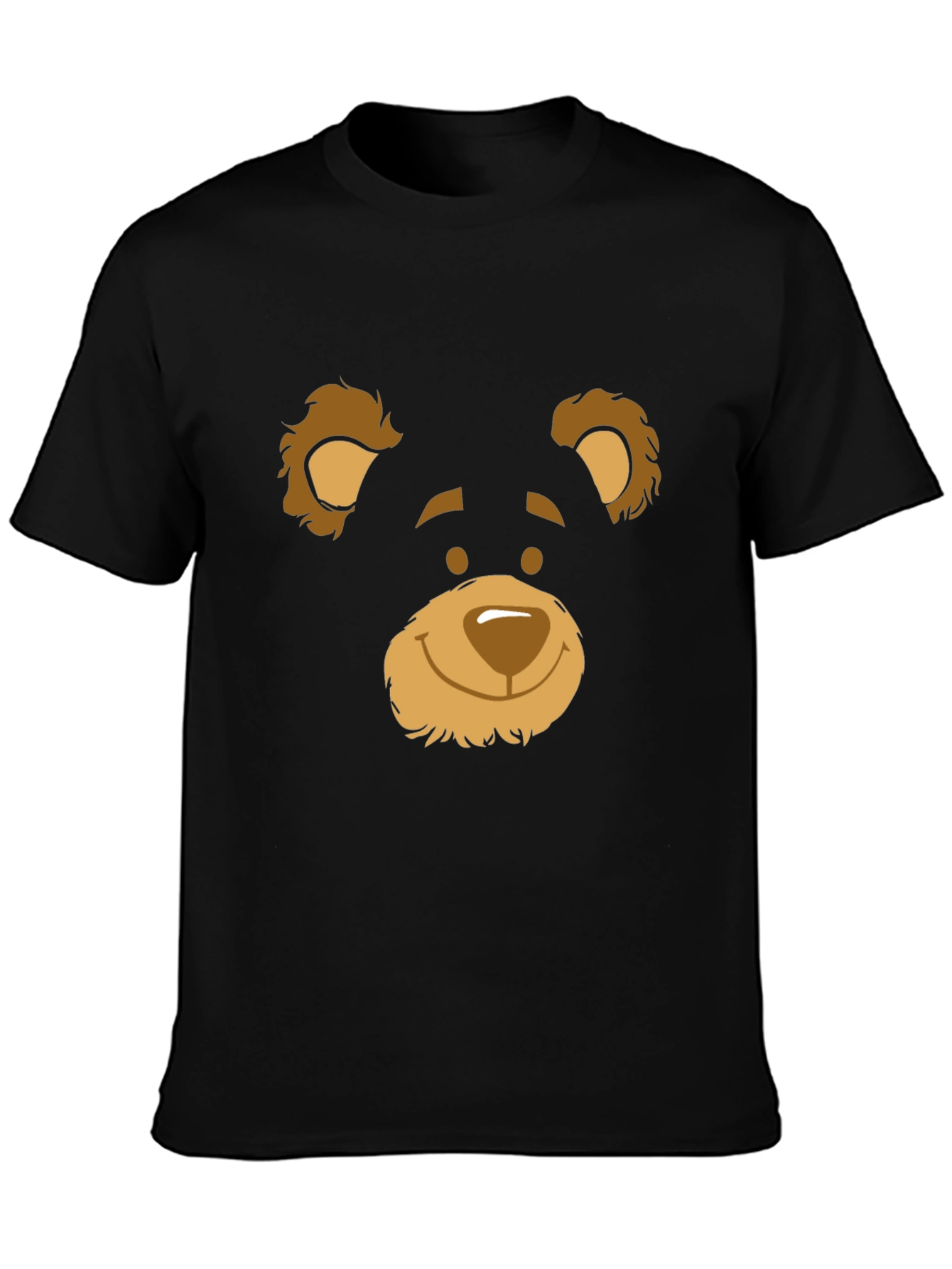 Black T-Shirt with Bear Face Graphic
