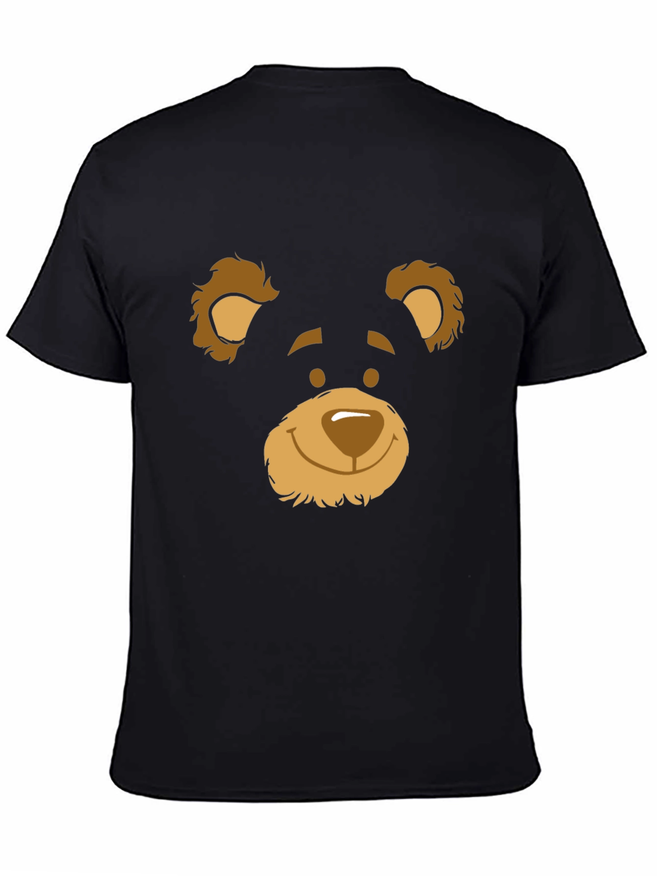 Black T-Shirt with Bear Face Graphic