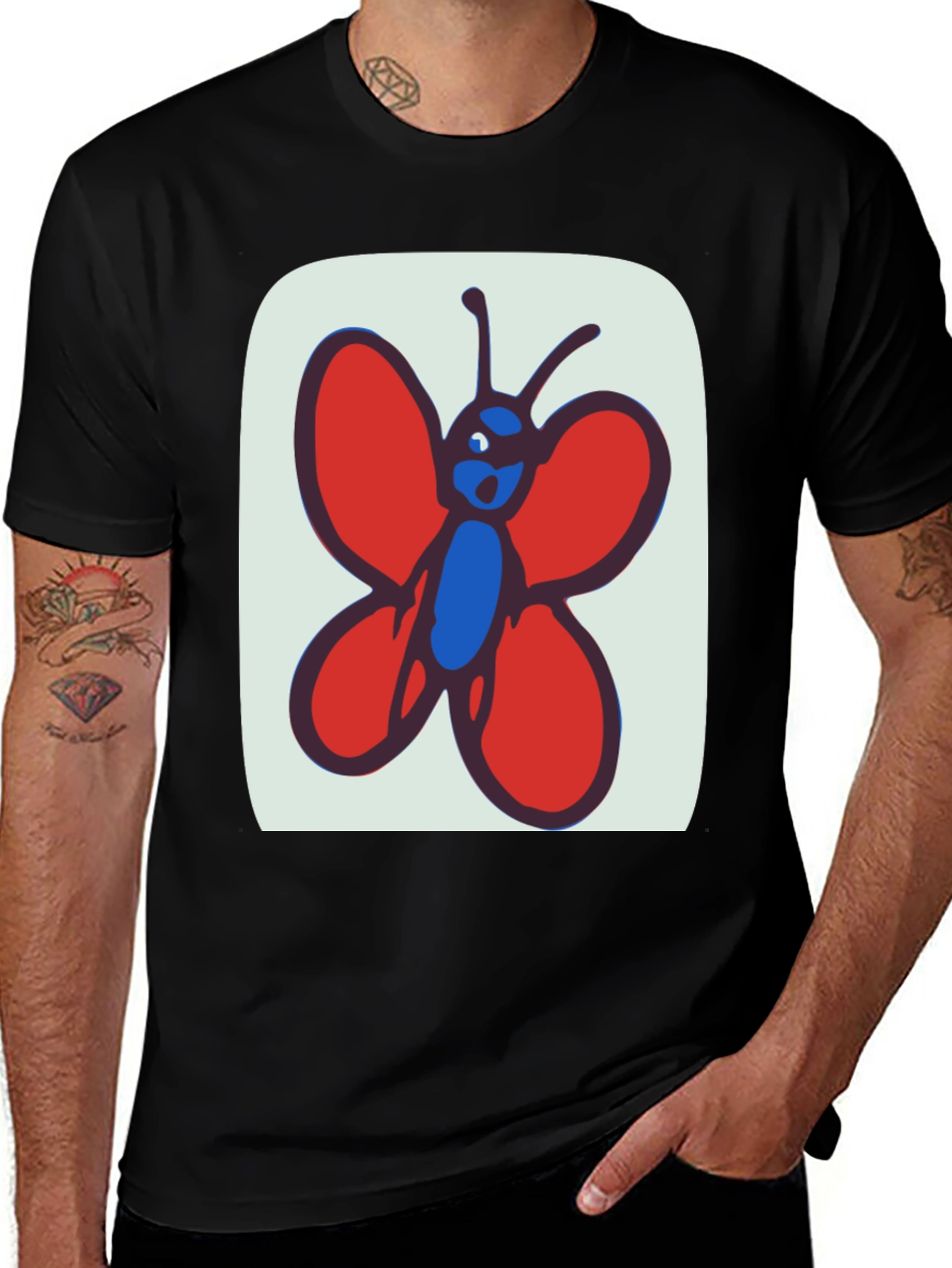Whimsical Butterfly Graphic Tee - Soft Cotton Black T-Shirt