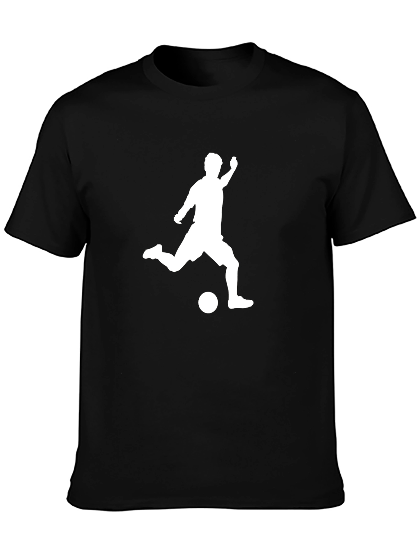 Soccer Player Kick T-Shirt - Black Cotton Tee