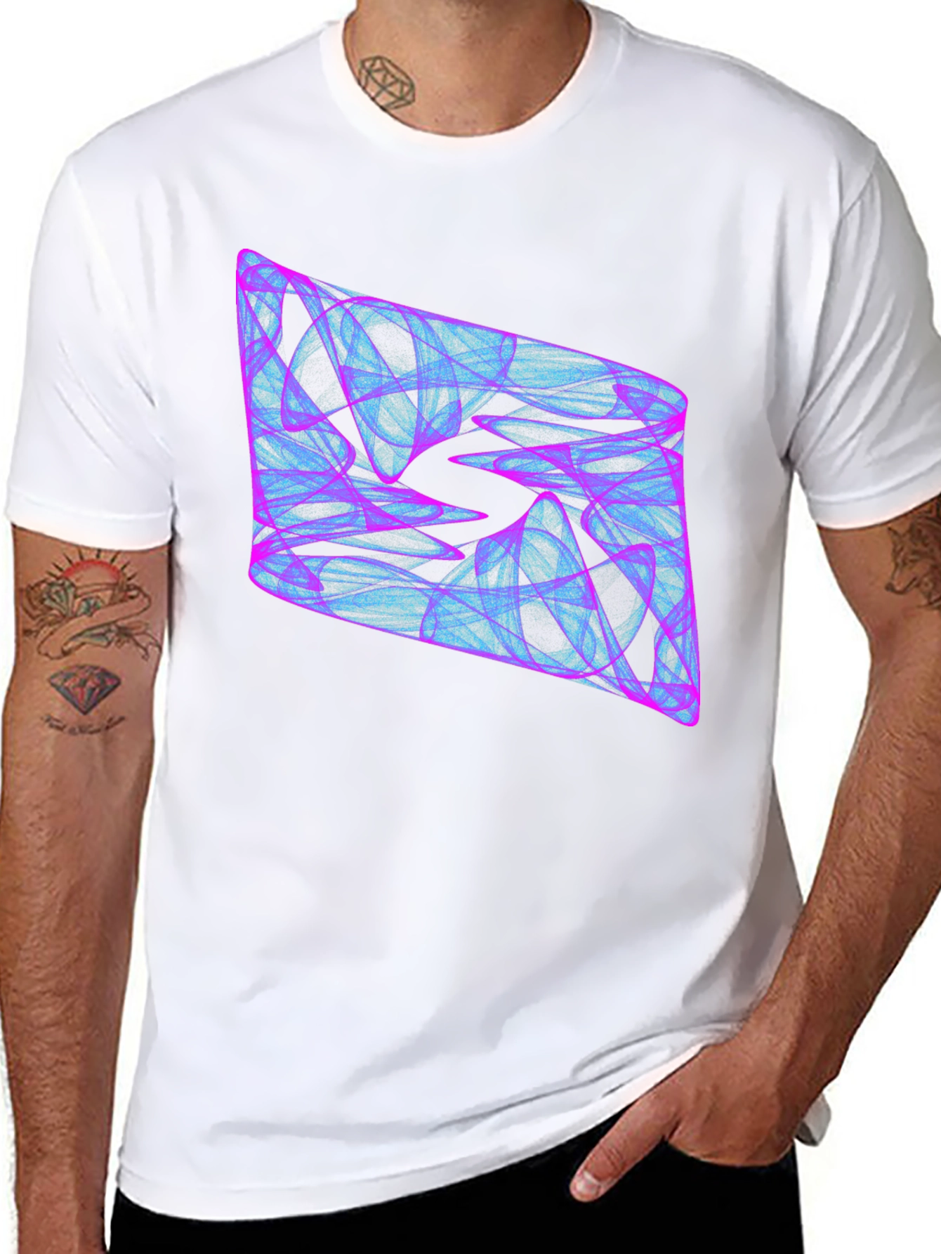 Abstract Geometric Graphic Print Black T-Shirt
