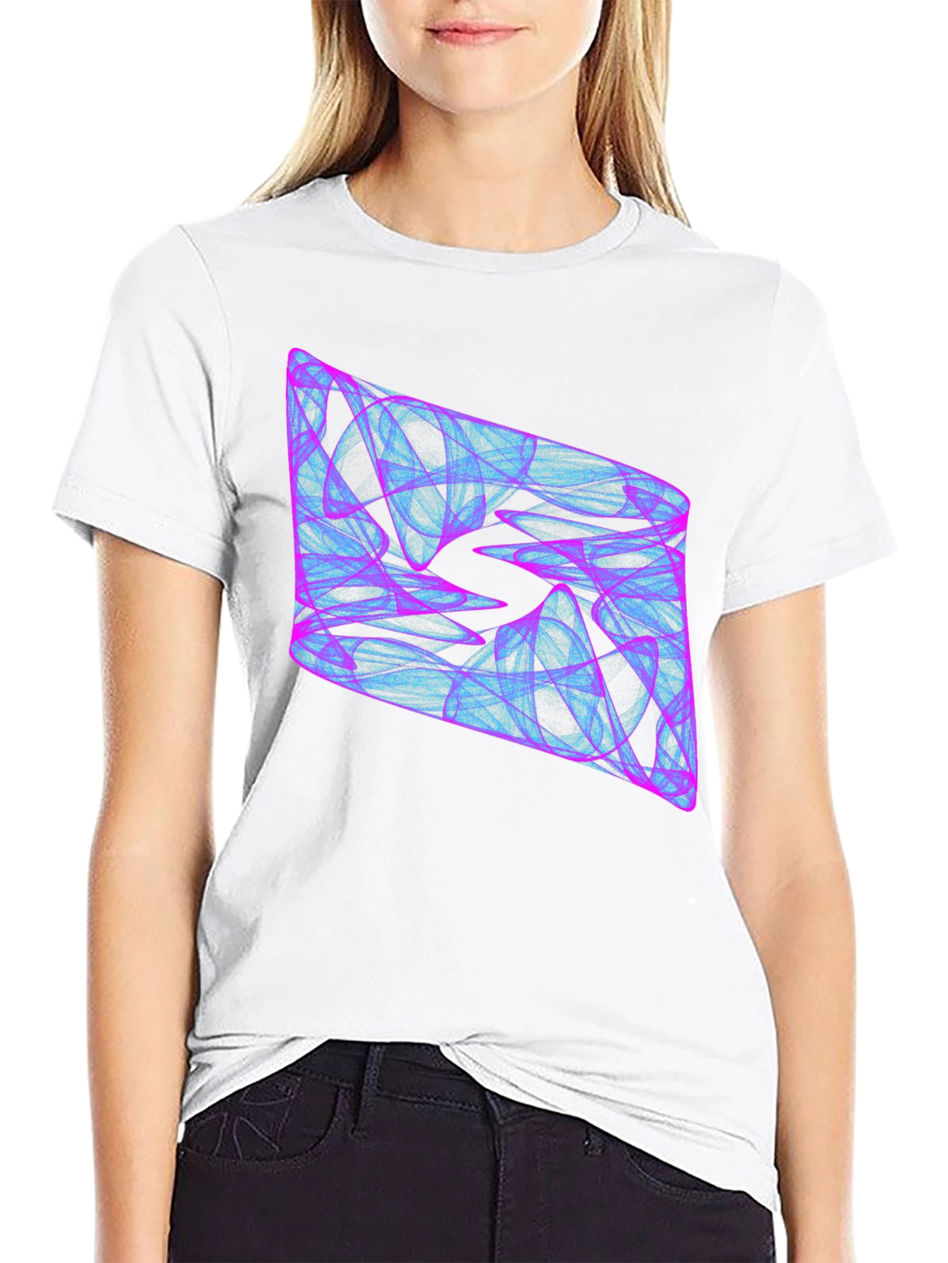 Abstract Geometric Graphic Print Black T-Shirt