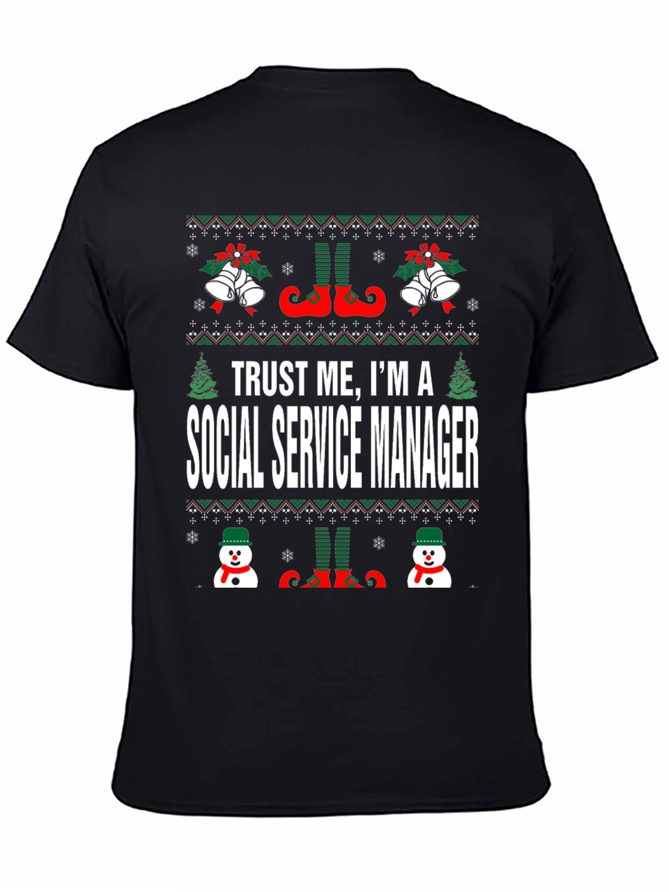 Social Service Manager Ugly Christmas Sweater T-Shirt