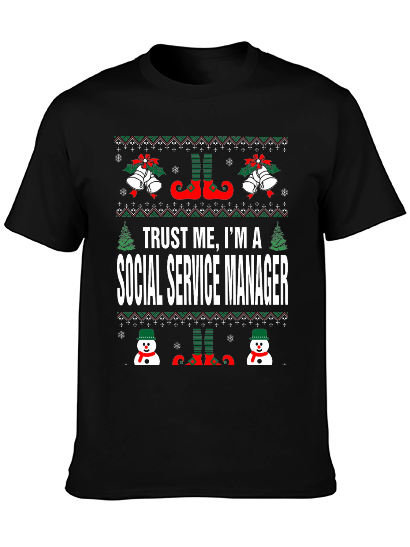 Social Service Manager Ugly Christmas Sweater T-Shirt