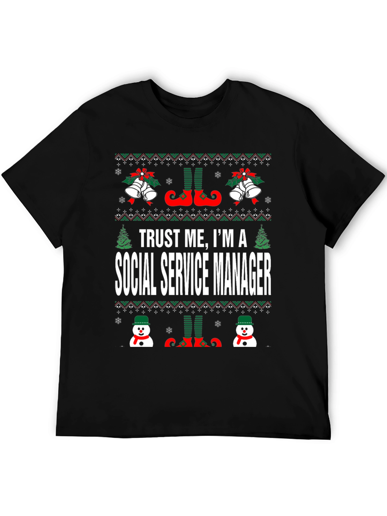 Social Service Manager Ugly Christmas Sweater T-Shirt
