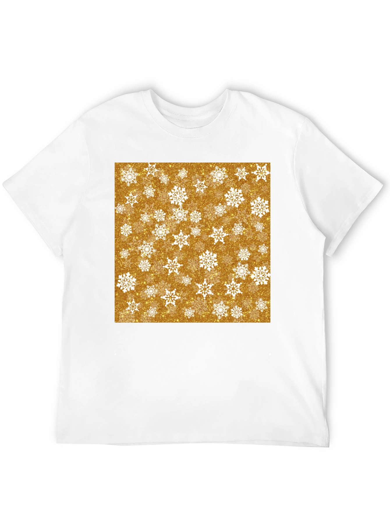 Festive Snowflake Print Black T-Shirt