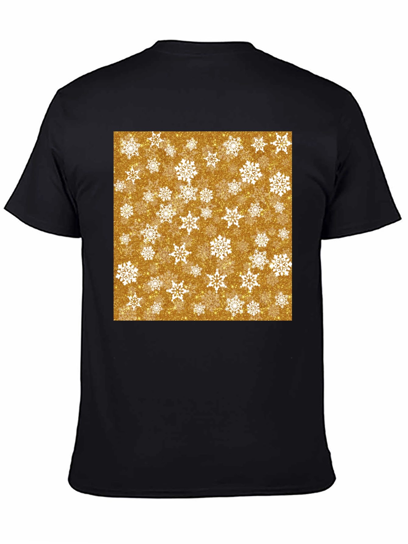 Festive Snowflake Print Black T-Shirt