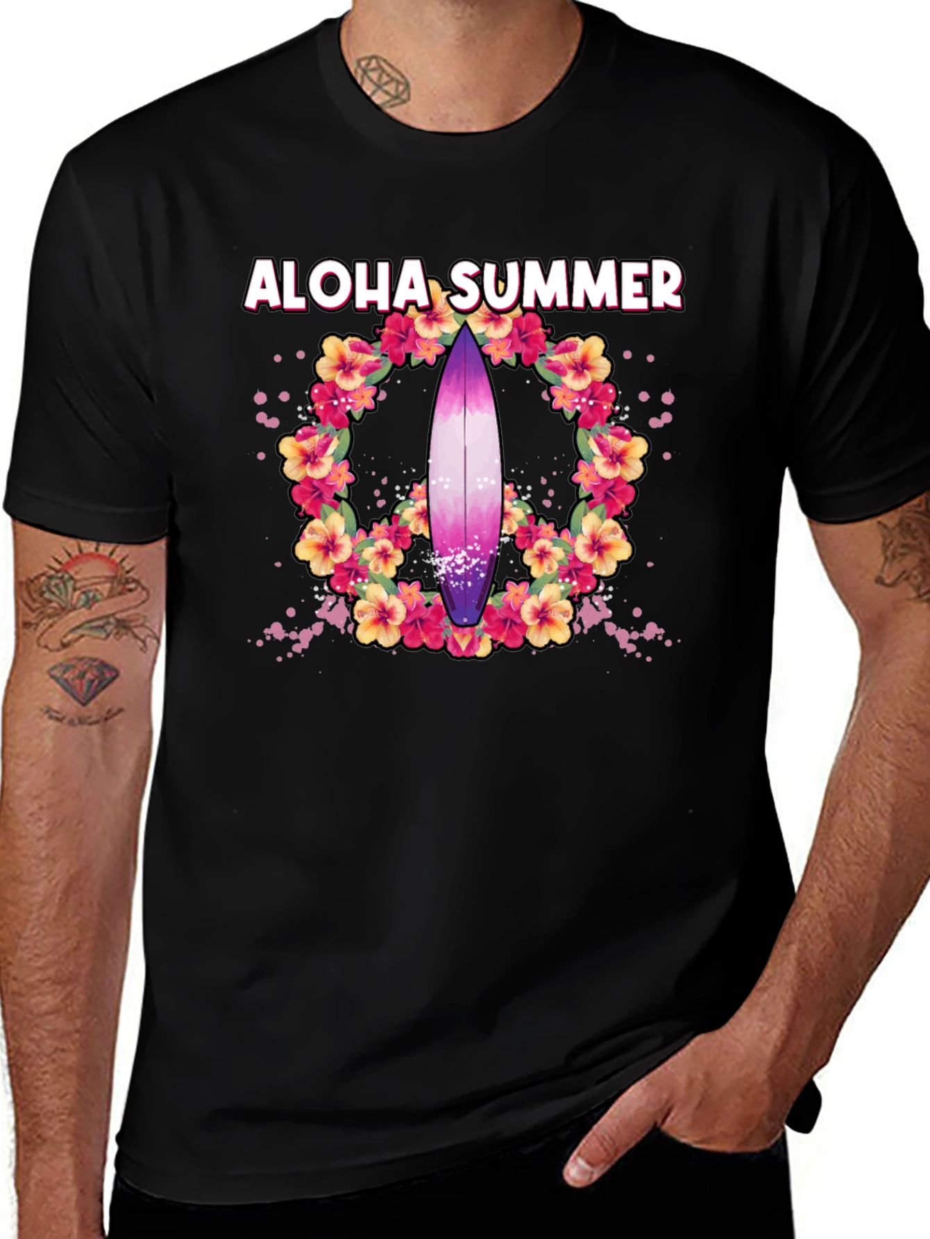 Aloha Summer Surfboard Graphic Tee
