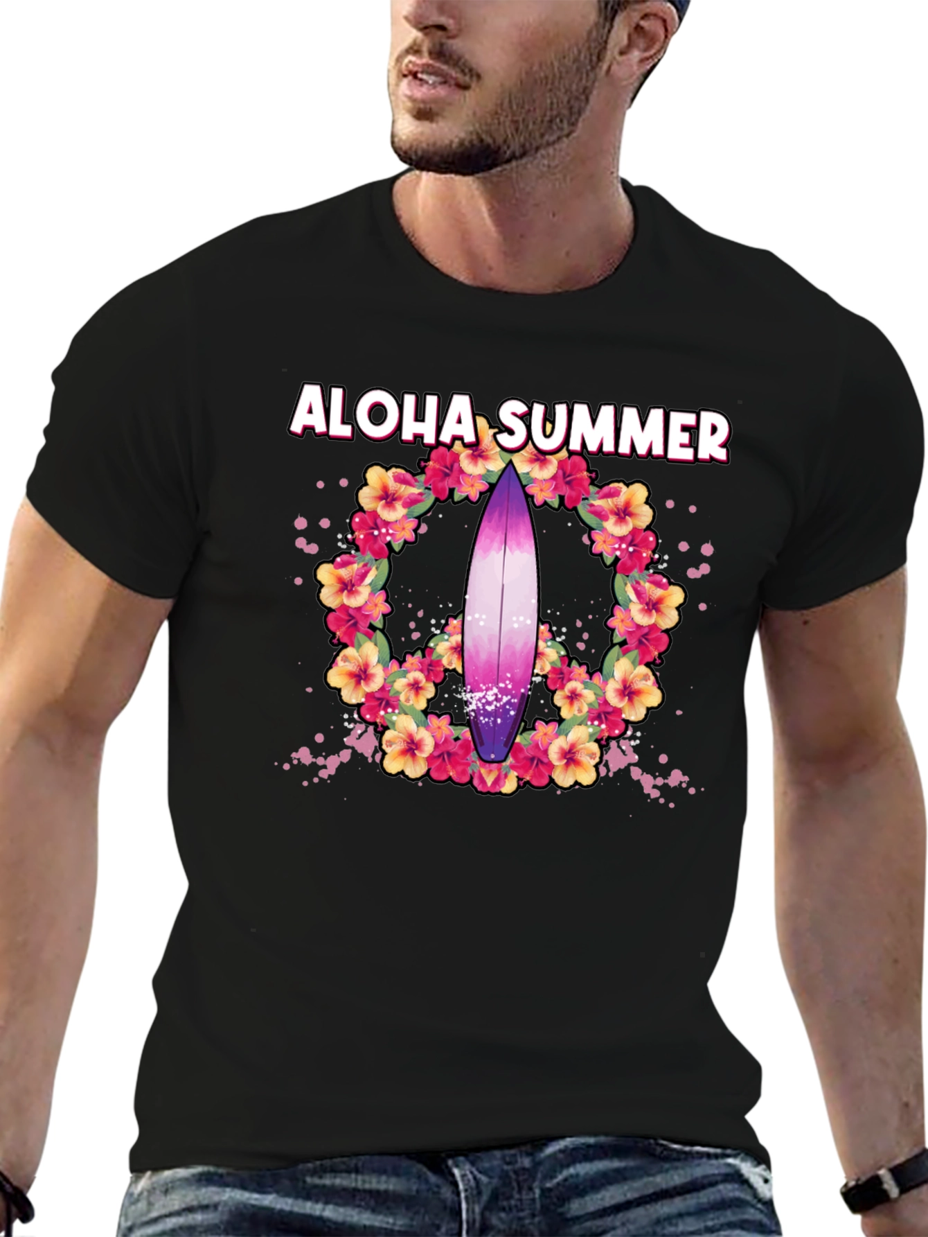 Aloha Summer Surfboard Graphic Tee